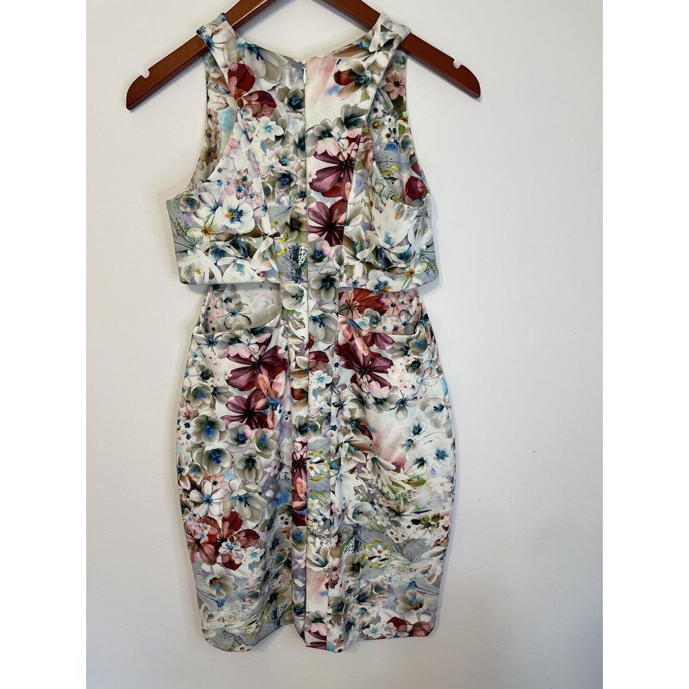 Karina Grimaldi Revolve Dress M Floral‎ Waist Cutouts Bodycon Sleeveless - Picture 3 of 9